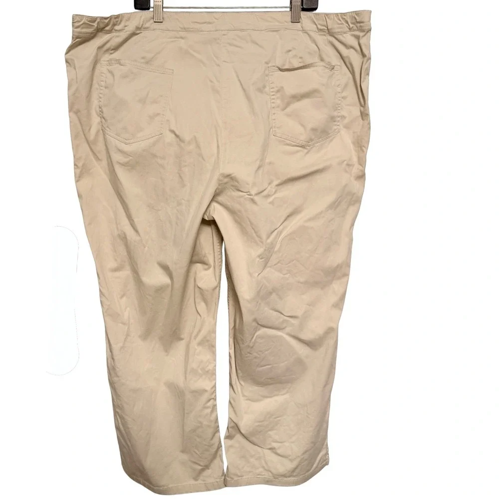 Eileen Fisher Woman Pants 2X Beige Cotton Crop Trousers Relaxed Quiet Luxury